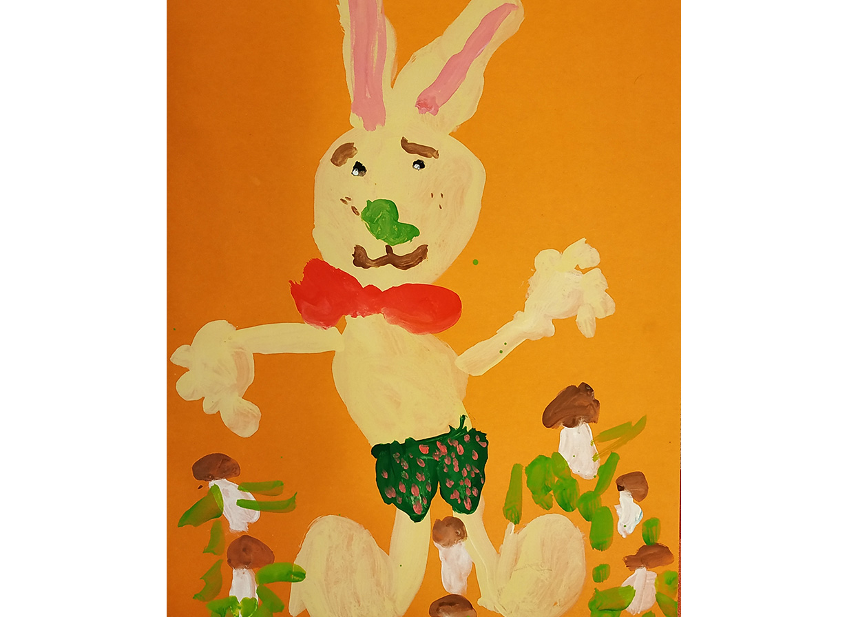 Зайка идёт за грибами